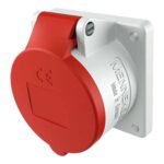TOMA EMPOTRABLE RECTO 16AMP 2P+T 415V ROJO 9H IP44
