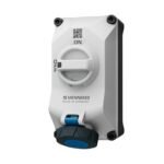 TOMA VISIBLE 16AMP 2P+T 250V C/INTERRUP. POR ENCLAVAM. MECÁNICO AZUL 6H IP67/69 XCONTACT REEMPLAZO 7012A