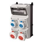 CAJA COMBINADA AMAXX IP67 2 TOMAS 32A 3P+T 415V 6H + 2 TOMAS 16A 2P+T 250V 6H C/2 INTERRUPT.TERMO 3x32A C/2 INTERRUPT 1X16A+N