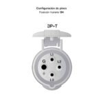 ENCHUFE 32AMP 3P+T 250V AZUL 9H IP44 - Imagen 3